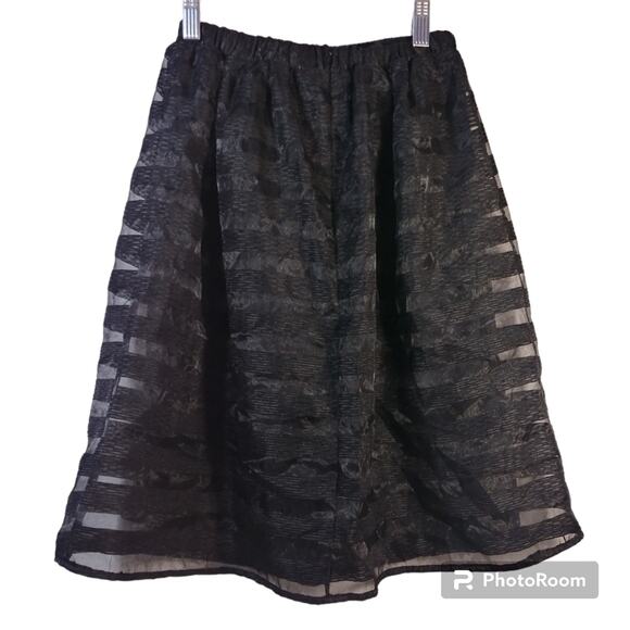 Painted Threads Black Striped Organza A Line Skirt Size XS - Picture 2 of 8